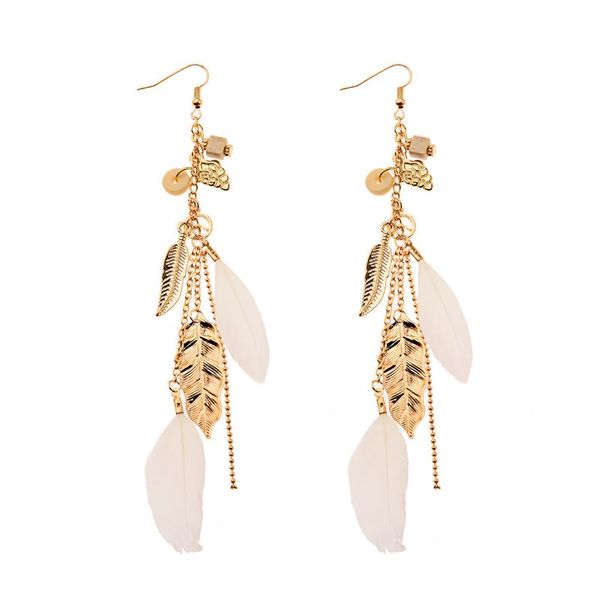 

dangle & chandelier bohemian earrings long feather tassel bling ethnic drop earring jewellery women's accessories aesthetic vintage tra, Silver