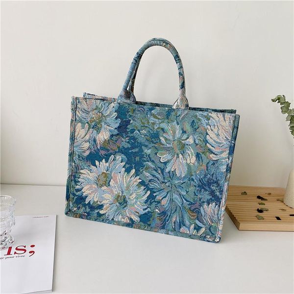 

evening bags painting flower large canvas tote 2021 summer trends women's designer handbag high capacity to handle shoulder
