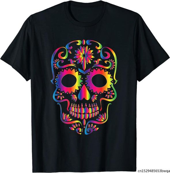 

men's t-shirts colorful skull for mexican day of the dead t-shirt, White;black