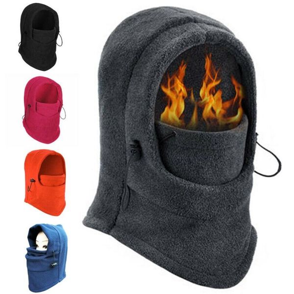 

thermal fleece balaclava hats hooded windproof neck warmer winter sports face mask bike motorcycle helmet beanies masked cap cycling caps &, Black