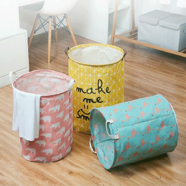 

hamper thicken large square foldable dirty laundry basket nordic style printed collapsible kids toy sundries organizer storage & organizatio