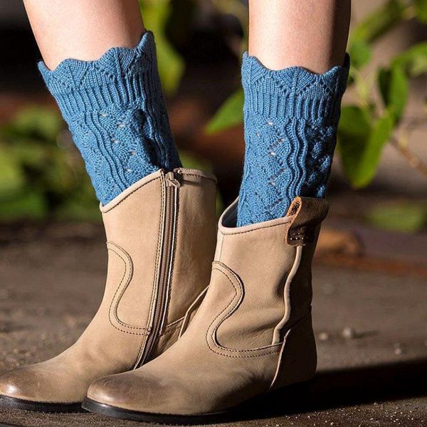 

pair winter sport running socks women crochet boot cuffs knit ers outdoor calcetines mujer sports, Black