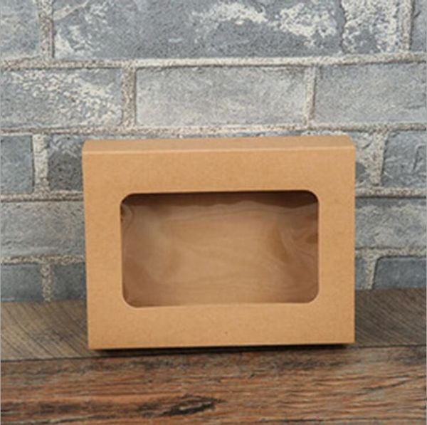 

gift wrap 30pcs vintage kraft cardboard boxes with clear window diy craft paper paking box toy jewelry handmade soap drawer style