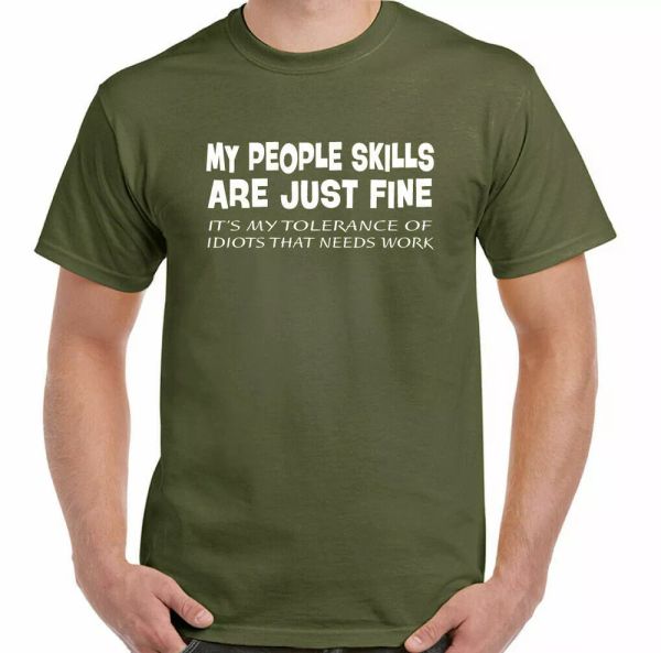 

slogan t-shirt people skills mens funny style offensive cheeky sarcasm, White;black