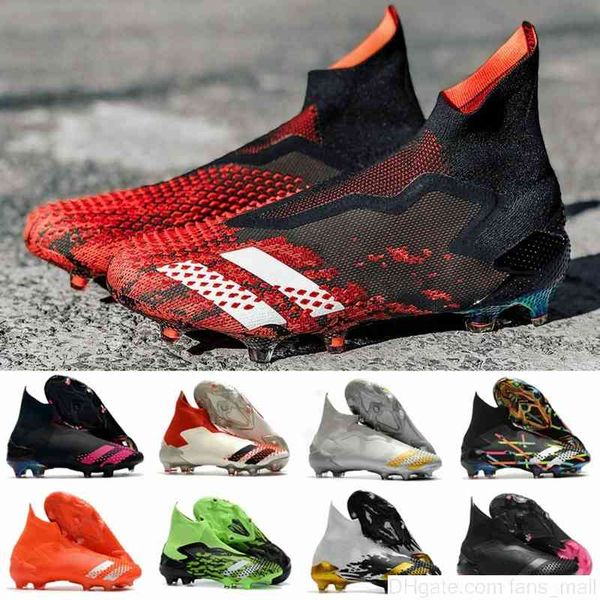

soccer cleats mens messi predator mutator 20+ high fg slip-on soccer shoes core black white active red gold football boots botas de futbol