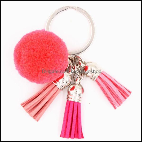 

keychains fashion accessories 10pcgradient blue yellow green tassel fur brand bag keychain pompon car keyring ball charms diy jewelry drop d, Silver