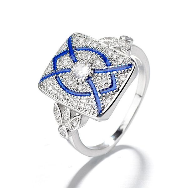 

wedding rings classic women square zircon ring fashion extravagant parties weddings bands jewelry for female anniversary gift, Slivery;golden