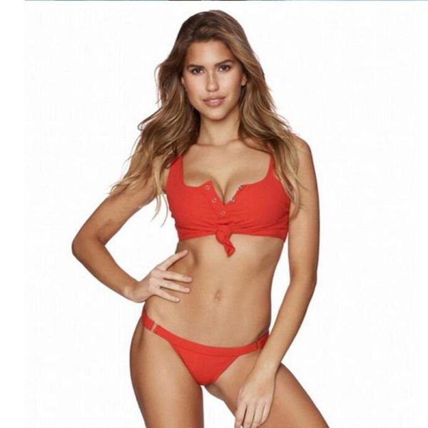 

2pieces swimsuit push up bikini bathing suit women padded tankini adjustable buttons ladies swimming costume one-piece suits
