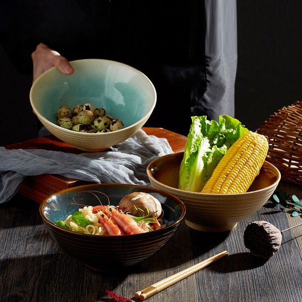 

lingao japanese style ramen bowl household pottery instant noodle soup bowls