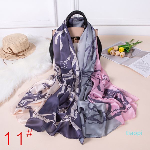 

new high-grade four seasons silk 185 * 85com long scarf ladies scarf shawl degree travel vacation sunscreen beach towel, Blue;gray
