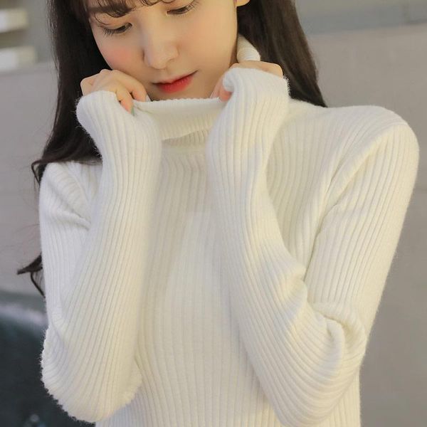 

women's sweaters 2021 turtleneck warm women sweater autumn winter knitted femme pull high elasticity soft female pullovers ns4072, White;black