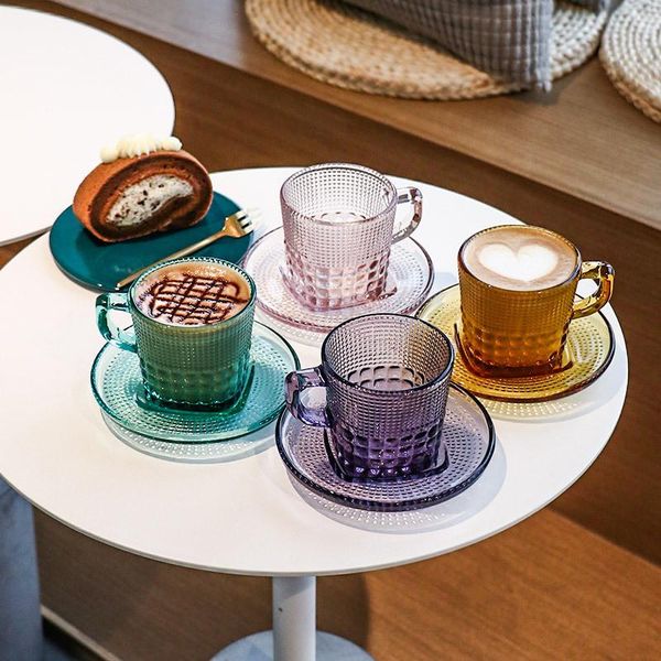 

cups & saucers nordic yellow transparent glass coffee cup saucer decoration home drinking tea set kitchen reusable breakfast