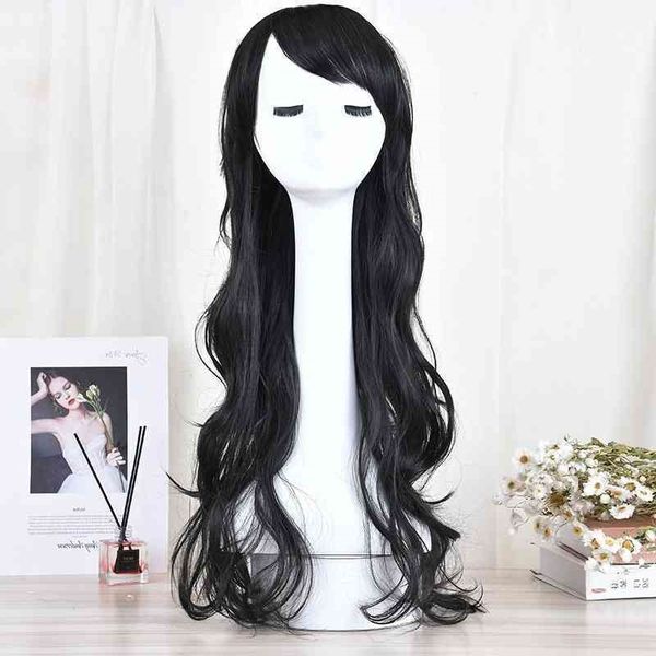 

hair lady fluffy hair wave micro net red long curl headgear, Black