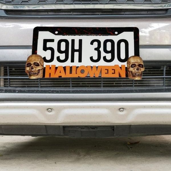

car sponge halloween personalized license plate frame metal decoration michael myers styling