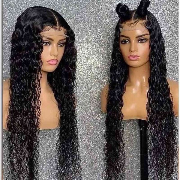 

female front wig lace bodywave hand hook headgear long hair corn perm, Black