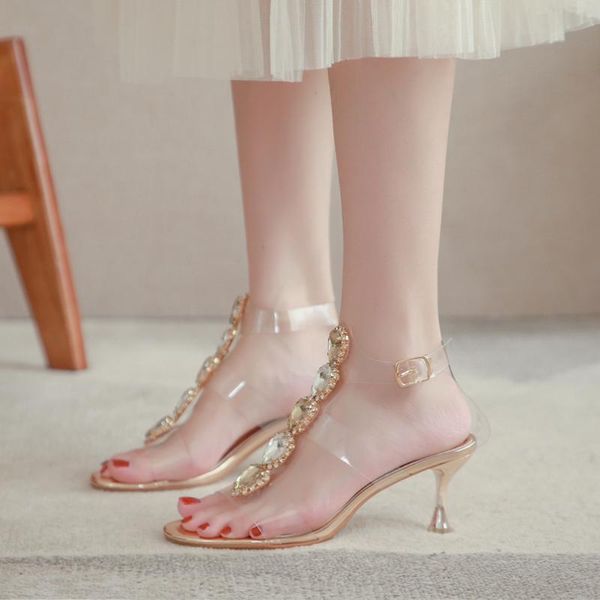 

sandals elegant temperament high heel summer fashion all-match exquisite rhinestone ladies, Black