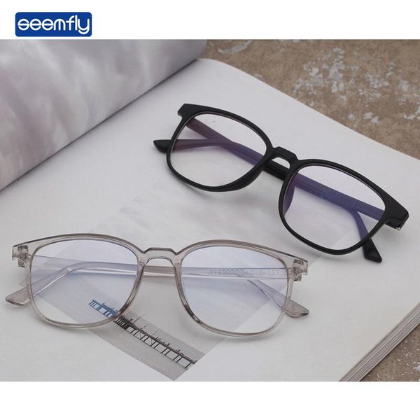 

seemfly 2021 anti blue light glass frame vintage transparent color plain glasses women men square clear flat lens spectacles fashion sunglas, Black
