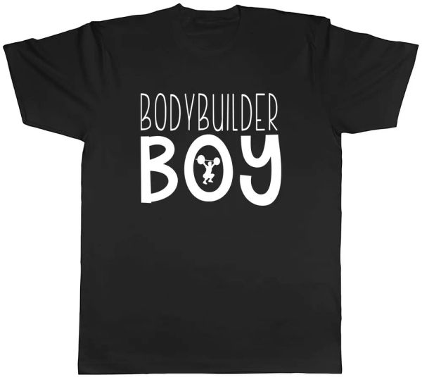 

bodybuilder boy mens t-shirt tee, White;black