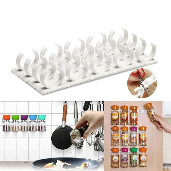

4-layer kitchen storage rack wall holder spice bottle rack plastic clip rack closet door hook glass spice holder tools