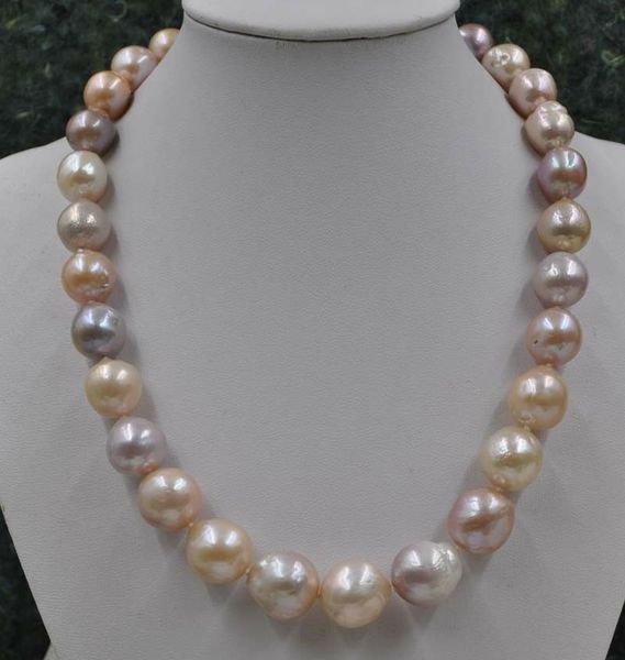 

Fine Pearls Jewelry Natural Rare multicolor 15mm kasumi pearl Necklace, Black