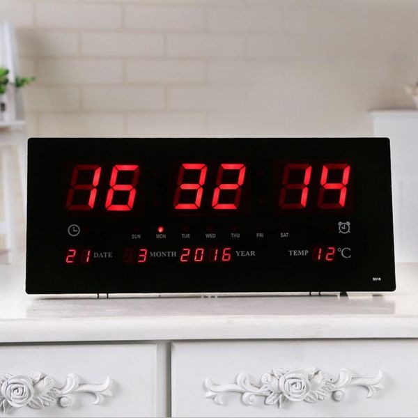 

wall clocks 17'' digital led screen clock calendar time backlight with temperature meter home office school projection us
