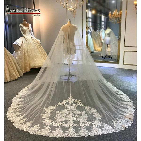 

bridal veils lace long veil tulle cape wedding capes, Black