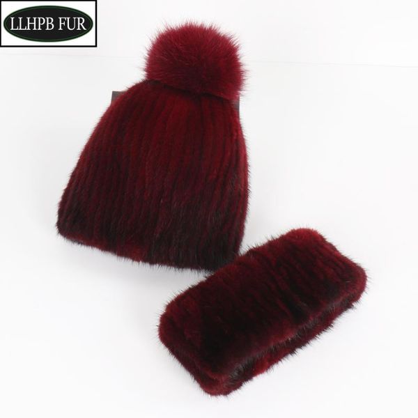 

hats, scarves & gloves sets winter thick real fur hat scarf lady luxury khitted mink cap women warm natural muffler, Blue;gray