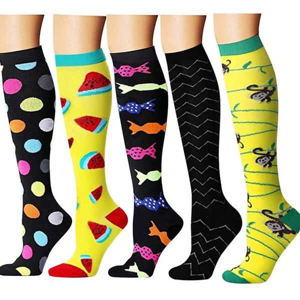 

men's socks compression marathon running sports men women 30 mmhg knee high for edema diabet, Black