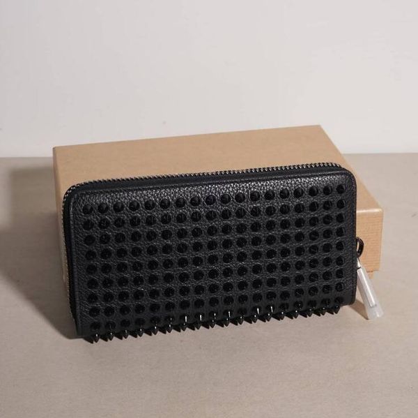 

name brands style red bottoms wallets panelled spiked wallets clutch women patent leather rivets bag clutches lady spikes panettone zip arou, Red;black