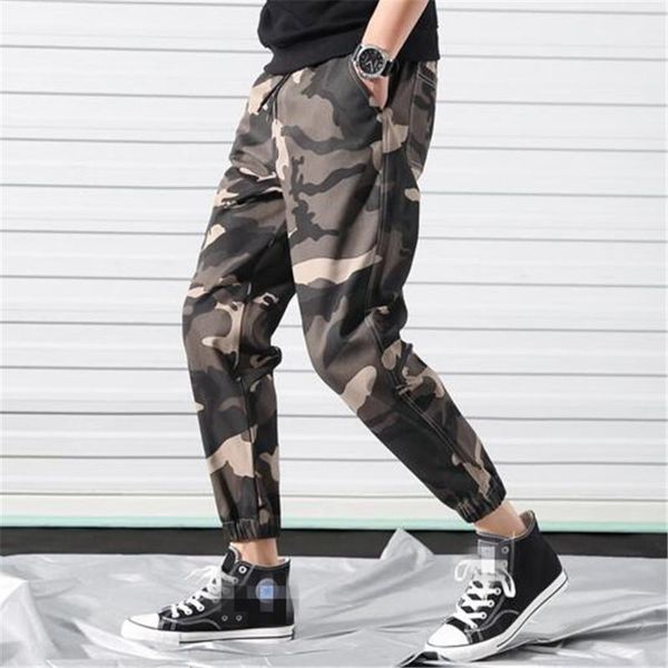 

men's pants 2021 fashion camouflage tactical men pencil harem elastic waist joggers military trousers pantalon hombre, Black
