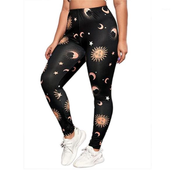 

women's pants & capris plus size 2021 casual women star moon print long trousers for running tracksuit bottoms ladies gym sport wear xl, Black;white