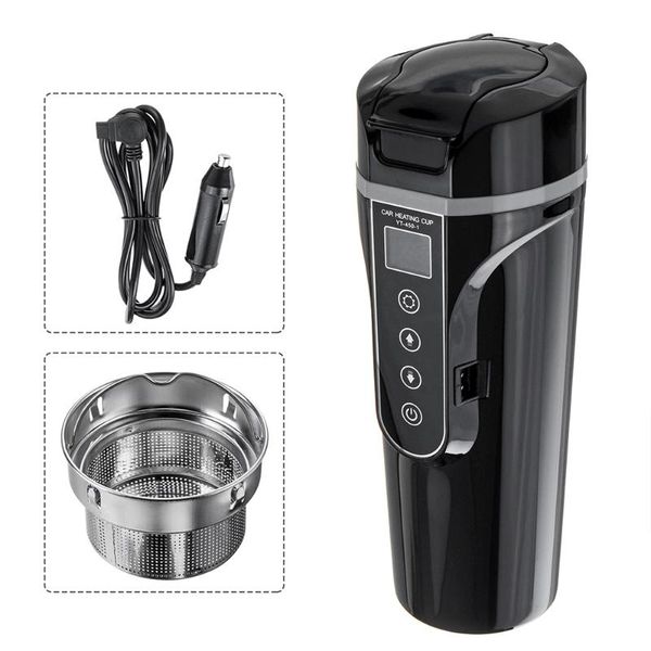 

water bottles viliery 450ml vehicle mounted kettle stainless steel automobile heating cup 12v / 24v lcd display car