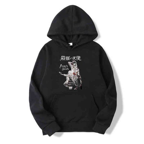 

angels of death anime new product spot high street harajuku print winter long-sleeved thick loose casual couples hoodie hip hop g1214, Black