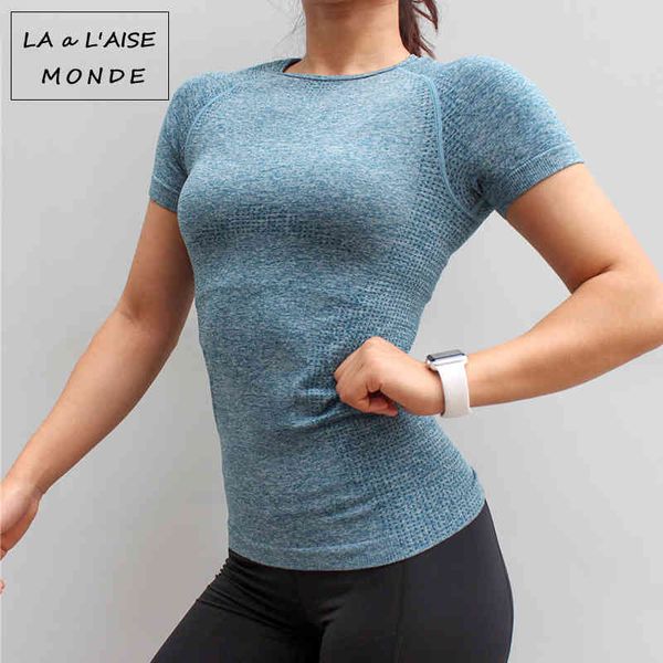 

fitness women seamless sport shirt sports wear for gym running short sleeve yoga workout training