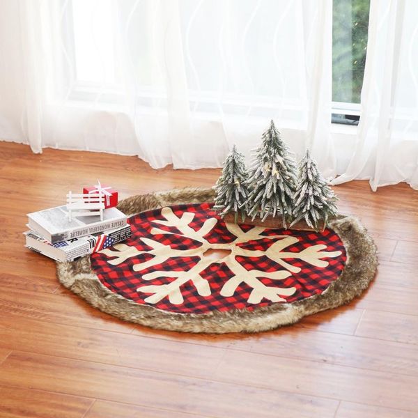 

carpets christmas tree skirt supplies scene decoration red plaid snowflak^30