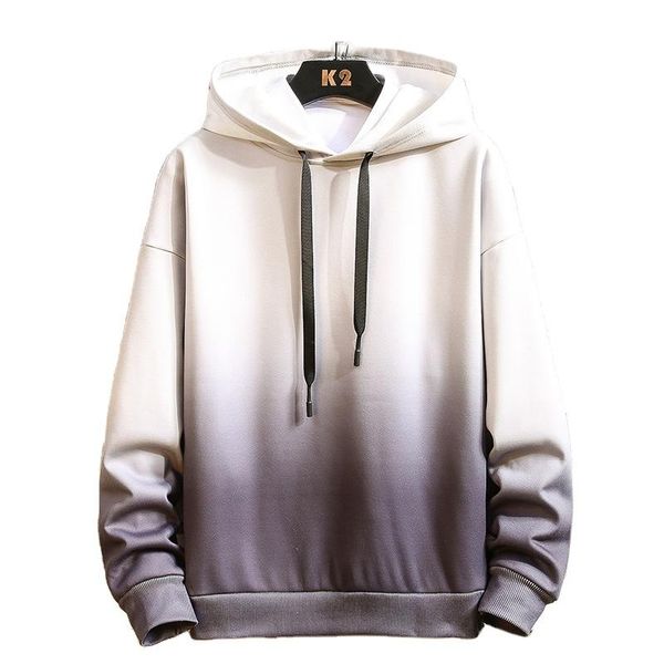 

latest design plus size 5xl men loose oversized gradient color pullover long sleeve hoodie men's hoodies & sweatshirts, Black