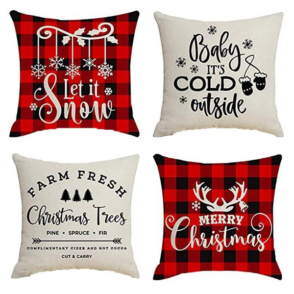 

cushion/decorative pillow 4pcs christmas pillowcases home decor cushion cover graffi style letter xmas tree throw covers 45x45cm year gifts