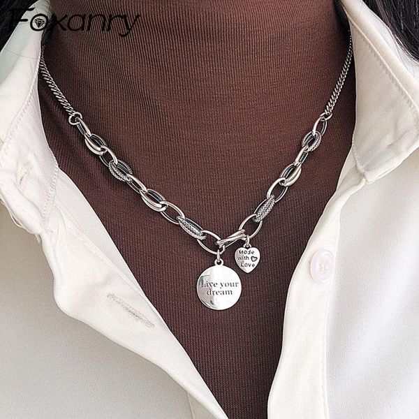 

chains foxanry 925 sterling silver thick chain necklace ins fashion hip hop vintage design love heart pendant thai party jewelry