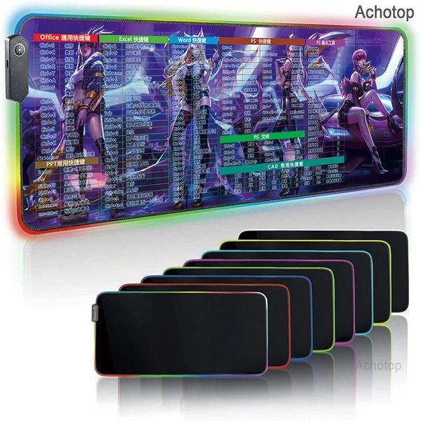 

mouse pads & wrist rests desk ps ppt office software shortcut key large rgb computer gamer mousepad mat xxl carpet keyboard with backlight