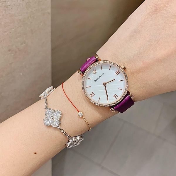 

wristwatches rose gold diamond women watches waterproof bracelet watch lady real leather dress crystal quartz girl, Slivery;brown