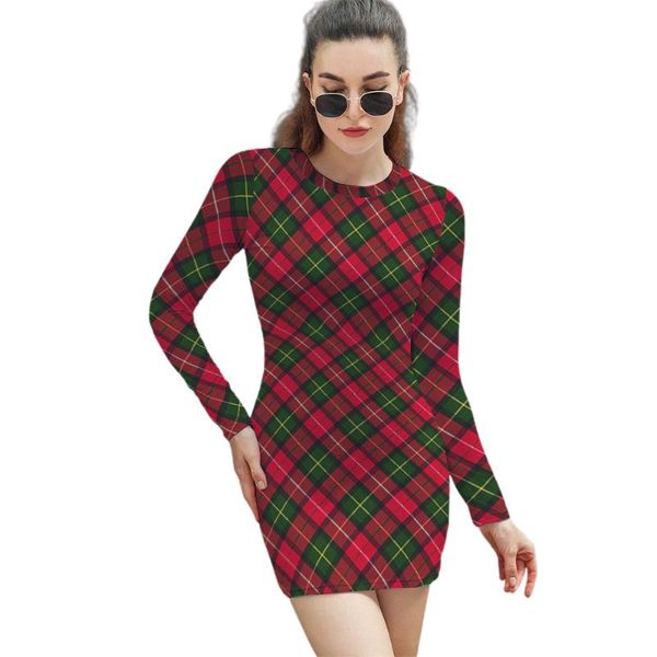 

casual dresses triple a women long sleeve wrap grid printing party, Black;gray