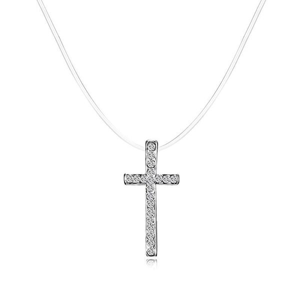 

pendant necklaces cz crystal zircon stone silver color chain necklace elegant fashion cross for women wedding party gift jewelry accessory