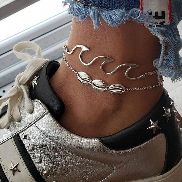 

anklets summer anklet bracelet beach accessories shell waves leg chain barefoot girls bohemian women foot jewelry, Red;blue