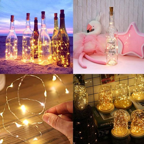 

strings 2m 1m led bottle light string battery powered waterproof wine diy warm cork wedding party decoration