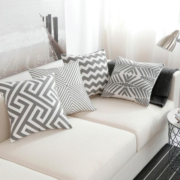 

cushion/decorative pillow grey/yellow/blue/pink plaid embroidered throw case sofa cushion cover home el office seat 45x45cm