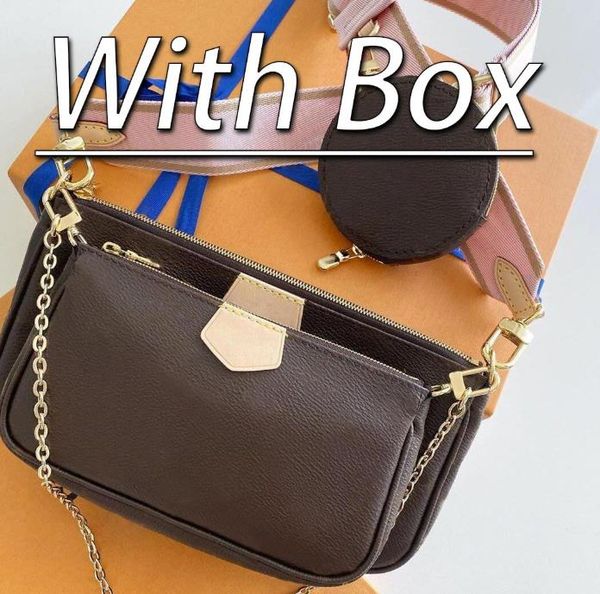 

2021 cross body bag multi pochette women 3in1 crossbody bags shoulder genuine real leather handbag felicie strap go 80091 with box chain wal, Red;black