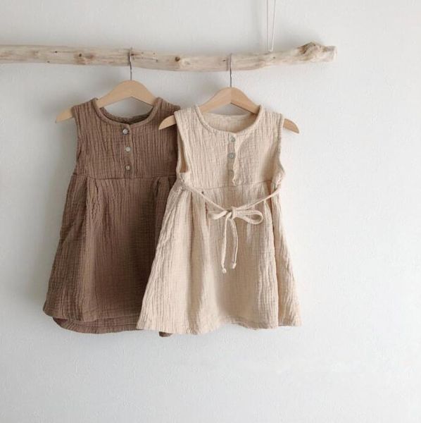 

yoga outfits 2021 spring baby girls dresses european & america toddler kids dress linen princess clothings, White;red