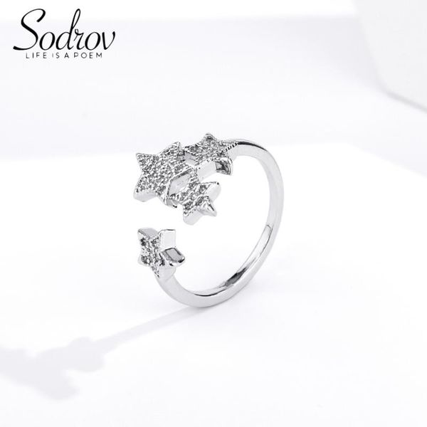 

cluster rings sterling silver 925 for women star shape jewelry womens resizable ring, Golden;silver