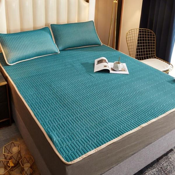 

bedding sets 3pcs set ice silk mat pillowcase natural latex mattress air-conditioning washable folding soft
