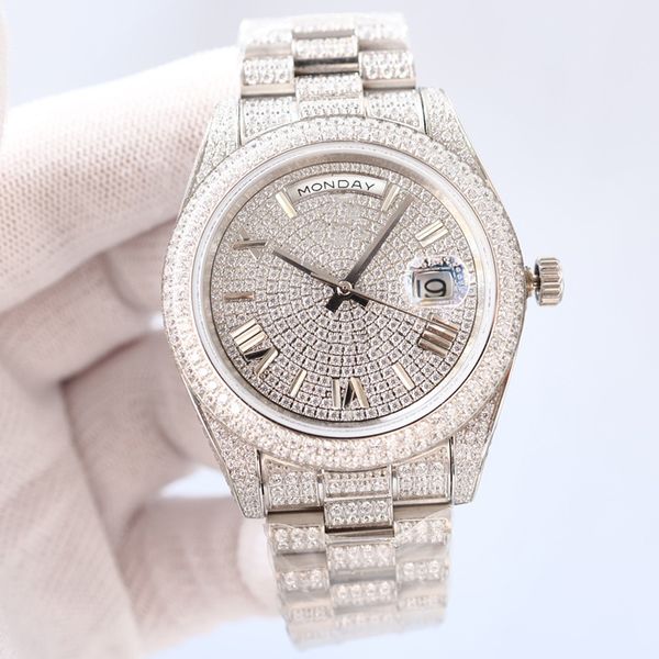 Diamond Watch Orologi da uomo 41MM Orologio meccanico automatico Orologio da polso Montre de Luxe Cinturino in acciaio inossidabile Orologi da polso di moda Quadrante con numeri arabi Designer